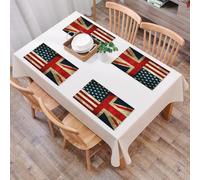 QRFASFZO Sets de Table Lavable, Lot de 6 Sets de Table Plastique PVC, Résistant à la Chaleur, Antidérapant,Fusion de Drapeaux historiques, Art des Drapeaux américains et nniques, Discours Pat,45x30cm