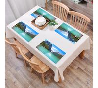 QRFASFZO Sets de Table Lavable, Lot de 6 Sets de Table Plastique PVC, Résistant à la Chaleur, Antidérapant,Décor du lac, Panorama des Montagnes et du lac Louise dans Le Parc National Banff, A,45x30cm