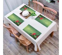 QRFASFZO Sets de Table Lavable, Lot de 6 Sets de Table Plastique PVC, Résistant à la Chaleur, Antidérapant,Lotus et Libellule. dans Le Style de la Peinture Japonaise,45x30cm