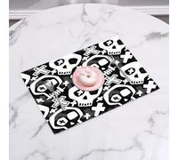 QRFASFZO Sets de Table Lavable, Lot de 6 Sets de Table Plastique PVC, Résistant à la Chaleur, Antidérapant,Motif Punk sans Couture avec têtes de Mort Funky peintes audacieuses et Grunge. Impr,45x30cm