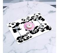 QRFASFZO Sets de Table Lavable, Lot de 6 Sets de Table Plastique PVC, Résistant à la Chaleur, Antidérapant,Ours Panda ludique dans Un Style Monochrome Happy Young Zoo Animal Enfance Floral,45x30cm