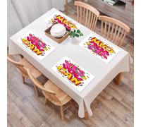 QRFASFZO Sets de Table Lavable, Lot de 6 Sets de Table Plastique PVC, Résistant à la Chaleur, Antidérapant,Art, « Oui, tu Peux » Couleurs Vives et étoiles pour décorer l'arrière-Plan, sur Un,45x30cm