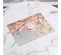 QRFASFZO Sets de Table Lavable, Lot de 6 Sets de Table Plastique PVC, Résistant à la Chaleur, Antidérapant,Pêche, Fleur de Cerisier, Paysage Japonais Sakura Nat,45x30cm