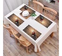 QRFASFZO Sets de Table Lavable, Lot de 6 Sets de Table Plastique PVC, Résistant à la Chaleur, Antidérapant,Islam - Lanternes suspendues, lanternes Rouges Traditionnelles et Islam, Islamique e,45x30cm