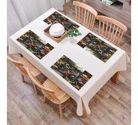 QRFASFZO Sets de Table Lavable, Lot de 6 Sets de Table Plastique PVC, Résistant à la Chaleur, Antidérapant,Portraits de Cerfs majestueux, diverses Photos de Cerfs, mettant en Valeur Leurs boi,45x30cm