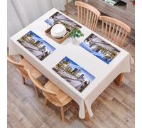 QRFASFZO Sets de Table Lavable, Lot de 6 Sets de Table Plastique PVC, Résistant à la Chaleur, Antidérapant,Paysage Urbain de Los Angeles avec des Gratte-ciels, des Palmiers et Une autoroute t,45x30cm