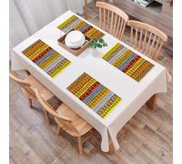 QRFASFZO Sets de Table Lavable, Lot de 6 Sets de Table Plastique PVC, Résistant à la Chaleur, Antidérapant,Symbole de Rayures de Tapisserie inspiré, Bande de Couleur de Style Tribal, Art de l,45x30cm