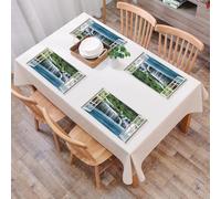 QRFASFZO Sets de Table Lavable, Lot de 6 Sets de Table Plastique PVC, Résistant à la Chaleur, Antidérapant,Paysage de Cascade majestueux à Travers Une fenêtre Paradis Secret Imaginaire à la m,45x30cm
