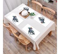 QRFASFZO Sets de Table Lavable, Lot de 6 Sets de Table Plastique PVC, Résistant à la Chaleur, Antidérapant,Course de Chevaux compétition Cheval Noir Aquarelle Peinture Illustration isolé sur,45x30cm