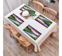 QRFASFZO Sets de Table Lavable, Lot de 6 Sets de Table Plastique PVC, Résistant à la Chaleur, Antidérapant,Ensemble de Lacs, Ciel Couvert coloré, Jupes du Mont Shkhara Svaneti Géorgie Caucase,45x30cm