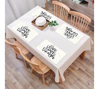 QRFASFZO Sets de Table Lavable, Lot de 6 Sets de Table Plastique PVC, Résistant à la Chaleur, Antidérapant,Vivre, Rire, Aimer, Lettrage à la Main stylisé sur Fond pointillé, Phrase inspirante,45x30cm