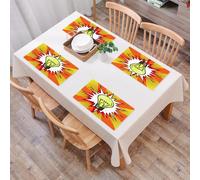QRFASFZO Sets de Table Lavable, Lot de 6 Sets de Table Plastique PVC, Résistant à la Chaleur, Antidérapant,Illustration Raster d'une Lampe à Ampoule de Style Pop Art, Style Bande dessinée.,45x30cm