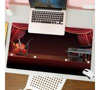 QRFASFZO Tapis de Souris Gaming - 30x80 cm - Tapis de Souris Esports - Ne Glisse jamais - Couverture complète du Bureau - Théâtre Musical, Orchestre symphonique, Rideaux de scène, Piano, Violoncelle