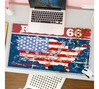QRFASFZO Tapis de Souris Gaming - 30x80 cm - Tapis de Souris Esports - Ne Glisse jamais - Couverture complète du Bureau - Carte routière Grunge Soixante-Six, rétro Grunge