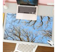 QRFASFZO Tapis de Souris Gaming - 30x80 cm - Tapis de Souris Esports - Ne Glisse jamais - Couverture complète du Bureau - Forêt, Couronne, Arbres, Ciel, Vibrant, brindille, Bouleau, air, air, Radial,