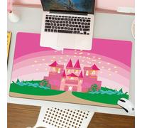 QRFASFZO Tapis de Souris Gaming - 30x80 cm - Tapis de Souris Esports - Ne Glisse jamais - Couverture complète du Bureau - Filles, Conte de fées Magique et Fantastique, château de Princesse avec Lutin
