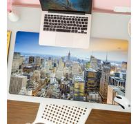 QRFASFZO Tapis de Souris Gaming - 30x80 cm - Tapis de Souris Esports - Ne Glisse jamais - Couverture complète du Bureau - Vue aérienne de la Ligne d'horizon de New York par Un après-midi ensoleillé