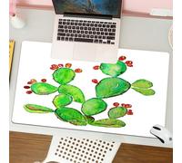 QRFASFZO Tapis de Souris Gaming - 30x80 cm - Tapis de Souris Esports - Ne Glisse jamais - Couverture complète du Bureau - Cactus, Dessin à l'aquarelle coloré d'une Plante de Cactus Verte luxuriante