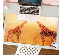 QRFASFZO Tapis de Souris Gaming - 30x80 cm - Tapis de Souris Esports - Ne Glisse jamais - Couverture complète du Bureau - Safari, Illustration de girafes africaines Tropicales, mammifère Animal au co