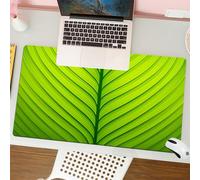 QRFASFZO Tapis de Souris Gaming - 30x80 cm - Tapis de Souris Esports - Ne Glisse jamais - Couverture complète du Bureau - Texture Verte et ondulée rayée d'une Feuille Verte