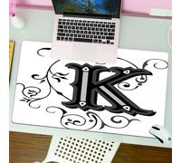 QRFASFZO Tapis de Souris Gaming - 30x80 cm - Tapis de Souris Esports - Ne Glisse jamais - Couverture complète du Bureau - Lettre K, K Majuscule avec Un Motif de Lettre de l'alphabet médiéval
