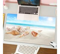 QRFASFZO Tapis de Souris Gaming - 30x80 cm - Tapis de Souris Esports - Ne Glisse jamais - Couverture complète du Bureau - Une série de Coquillages colorés reposent sur la Plage sous Le Ciel Bleu
