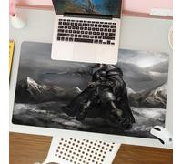 QRFASFZO Tapis de Souris Gaming - 30x80 cm - Tapis de Souris Esports - Ne Glisse jamais - Couverture complète du Bureau - Monde Fantastique, crâne de Soldat Squelette dans la Zone de Guerre avec épée