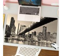 QRFASFZO Tapis de Souris Gaming - 30x80 cm - Tapis de Souris Esports - Ne Glisse jamais - Couverture complète du Bureau - New York, Queensboro Bridge NYC Nuit Sépia Artprints Vue Urbaine de la Ville