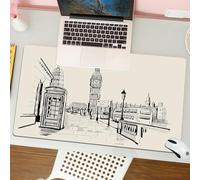 QRFASFZO Tapis de Souris Gaming - 30x80 cm - Tapis de Souris Esports - Ne Glisse jamais - Couverture complète du Bureau - Scène Moderne de la Ville de Londres avec Le Monument Big Ben dans Un Style c