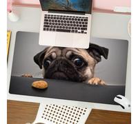 QRFASFZO Tapis de Souris Gaming - 30x80 cm - Tapis de Souris Esports - Ne Glisse jamais - Couverture complète du Bureau - Animal, Un Carlin Mignon aux Yeux expressifs Qui a Envie de Regarder des coll