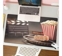QRFASFZO Tapis de Souris Gaming - 30x80 cm - Tapis de Souris Esports - Ne Glisse jamais - Couverture complète du Bureau - Les thèmes de Films, Les Claps, Le Pop-Corn, Les Billets et Les bobines de FI