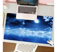 QRFASFZO Tapis de Souris Gaming - 30x80 cm - Tapis de Souris Esports - Ne Glisse jamais - Couverture complète du Bureau - Une scène Tranquille de la Pleine Lune au-Dessus des Nuages, reflétée sur l'o