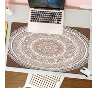 QRFASFZO Tapis de Souris Gaming - 30x80 cm - Tapis de Souris Esports - Ne Glisse jamais - Couverture complète du Bureau - Mandalas complexes Marron et Blancs, Motif Circulaire symétrique, Motif sans