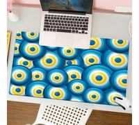QRFASFZO Tapis de Souris Gaming - 30x80 cm - Tapis de Souris Esports - Ne Glisse jamais - Couverture complète du Bureau - Fond vectoriel du Mauvais œil - Amulette Turque (Nazar Boncuu)