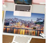 QRFASFZO Tapis de Souris Gaming - 30x80 cm - Tapis de Souris Esports - Ne Glisse jamais - Couverture complète du Bureau - Ville, Paysage Urbain à l'architecture colorée Le Long de la Rive du fleuve d