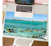 QRFASFZO Tapis de Souris Gaming - 30x80 cm - Tapis de Souris Esports - Ne Glisse jamais - Couverture complète du Bureau - Océan, Requin de récif à Pointes Noires chassant Le Poisson-Papillon Lagon de