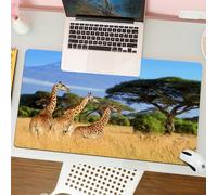 QRFASFZO Tapis de Souris Gaming - 30x80 cm - Tapis de Souris Esports - Ne Glisse jamais - Couverture complète du Bureau - Parc National du Kenya Afrique Faune Animal Nature Safari Girafes dans la Mon