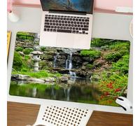 QRFASFZO Tapis de Souris Gaming - 30x80 cm - Tapis de Souris Esports - Ne Glisse jamais - Couverture complète du Bureau - Collection Japonaise, Cascade et étang sous Le Pont Riflessi di fior