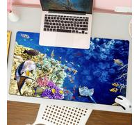 QRFASFZO Tapis de Souris Gaming - 30x80 cm - Tapis de Souris Esports - Ne Glisse jamais - Couverture complète du Bureau - Océan, Monde Aquatique Sauvage Coraux Sauvages Poissons Exotiques
