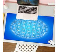 QRFASFZO Tapis de Souris Gaming - 30x80 cm - Tapis de Souris Esports - Ne Glisse jamais - Couverture complète du Bureau - Décor de géométrie sacrée, Motif de Grille de Fleur de Vie composé de Types s