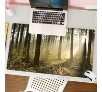 QRFASFZO Tapis de Souris Gaming - 30x80 cm - Tapis de Souris Esports - Ne Glisse jamais - Couverture complète du Bureau - Forêt de conifères d'automne par Un Matin Brumeux.