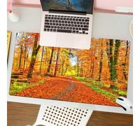 QRFASFZO Tapis de Souris Gaming - 30x80 cm - Tapis de Souris Esports - Ne Glisse jamais - Couverture complète du Bureau - Une Route sinueuse entourée d'arbres, baignée par Le Soleil Chaud dans des to
