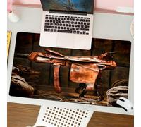 QRFASFZO Tapis de Souris Gaming - 30x80 cm - Tapis de Souris Esports - Ne Glisse jamais - Couverture complète du Bureau - Légende de l'Ouest américain Authentique Cow-Boy dans Une Vieille Grange en b