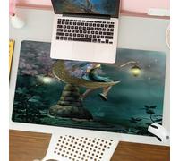 QRFASFZO Tapis de Souris Gaming - 30x80 cm - Tapis de Souris Esports - Ne Glisse jamais - Couverture complète du Bureau - Fantaisie, Petit Lutin avec Lanterne Assis sur Une Pierre de Lune Conte de fé