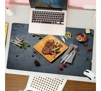 QRFASFZO Tapis de Souris Gaming - 30x80 cm - Tapis de Souris Esports - Ne Glisse jamais - Couverture complète du Bureau - Steak grillé Parfait sur Planche de Bois avec légumes Frais et pâtes
