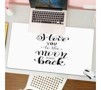 QRFASFZO Tapis de Souris Gaming - 30x80 cm - Tapis de Souris Esports - Ne Glisse jamais - Couverture complète du Bureau - Je t'aime jusqu'à la Lune et Retour, Calligraphie Manuscrite, Citation, conce