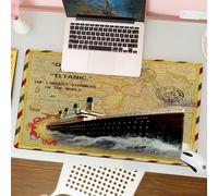 QRFASFZO Tapis de Souris Gaming - 30x80 cm - Tapis de Souris Esports - Ne Glisse jamais - Couverture complète du Bureau - Carte rétro du Titanic, Le Plus Grand Navire sur la Carte Antique du Titanic,