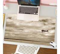 QRFASFZO Tapis de Souris Gaming - 30x80 cm - Tapis de Souris Esports - Ne Glisse jamais - Couverture complète du Bureau - Avion Vintage, Avion dans Un Ciel Nuageux spectaculaire Survol de l'aviation
