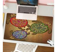 QRFASFZO Tapis de Souris Gaming - 30x80 cm - Tapis de Souris Esports - Ne Glisse jamais - Couverture complète du Bureau - Tortue, Trois Tortues de mer, Style éthique, Animaux, géométrique, Vibrant, t