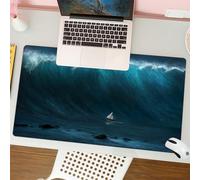 QRFASFZO Tapis de Souris Gaming - 30x80 cm - Tapis de Souris Esports - Ne Glisse jamais - Couverture complète du Bureau - Océan, Petit Bateau capturé par Une Grosse Vague, tempête Marine